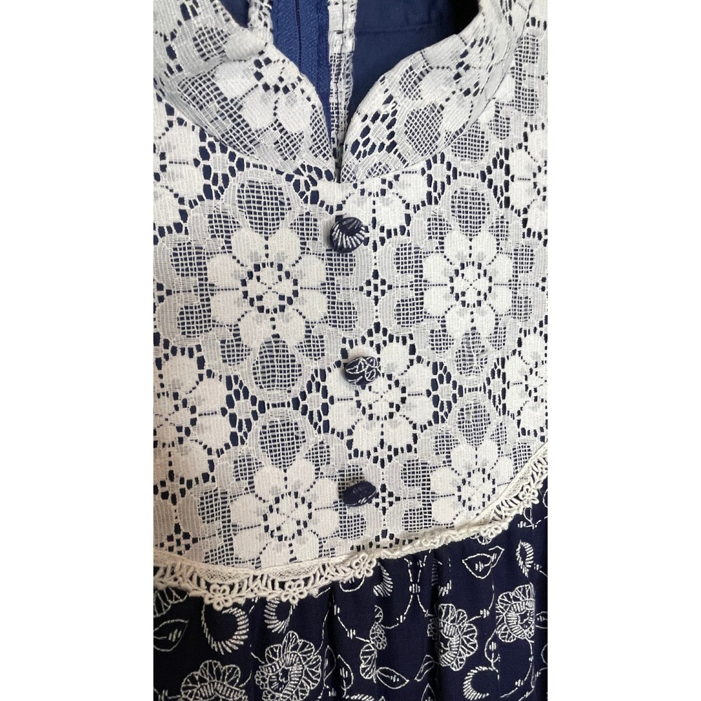 Holo Holo Hawaii Muumuu Dress Vintage Boho Cottagecore Blue Floral Cotton 16 - Picture 5 of 11